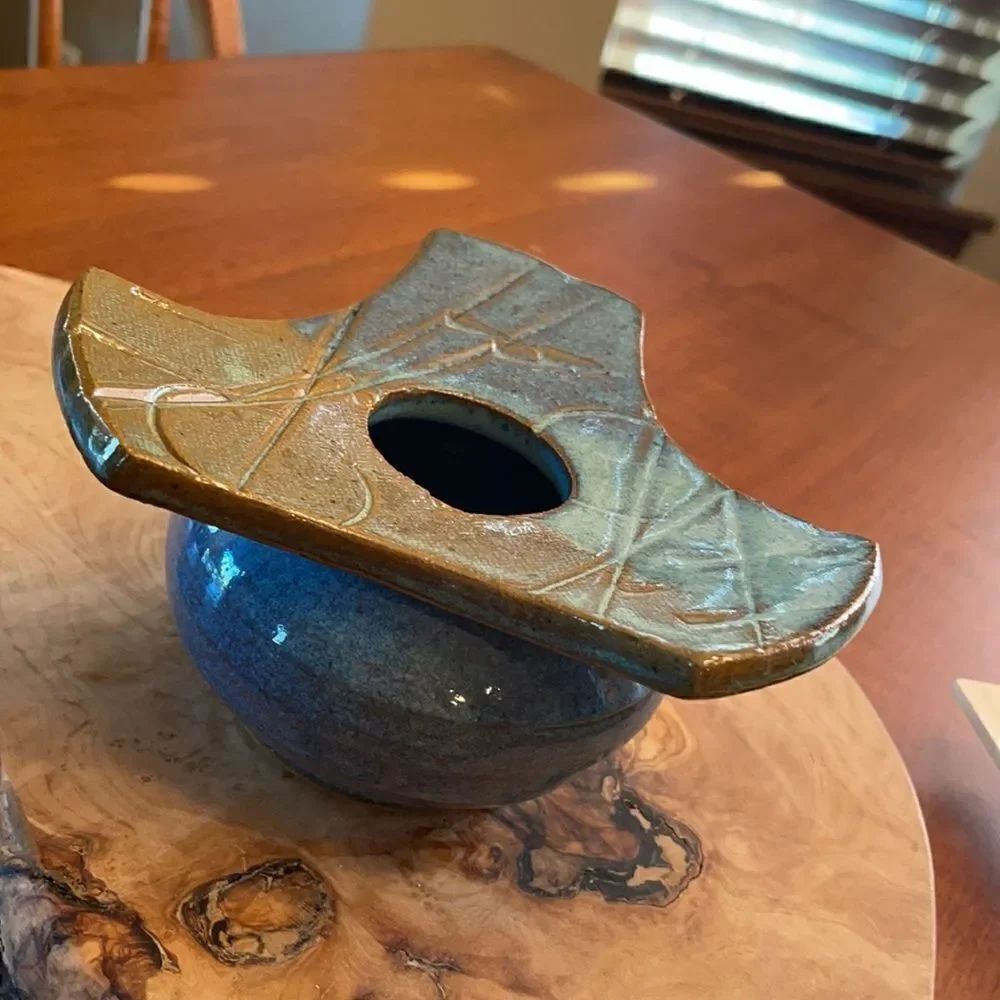 Handmade Signed Pottery Ikebana Vase